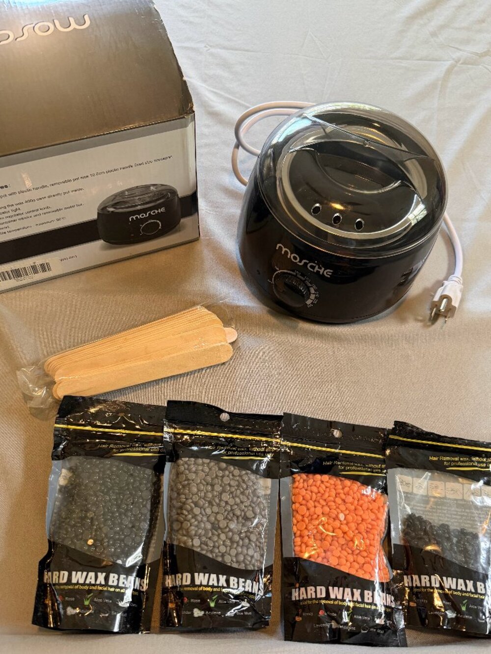 Mosche Wax Warmer Kit Hair Removal Wax Pot, Hard Wax & Sticks Excellent Used